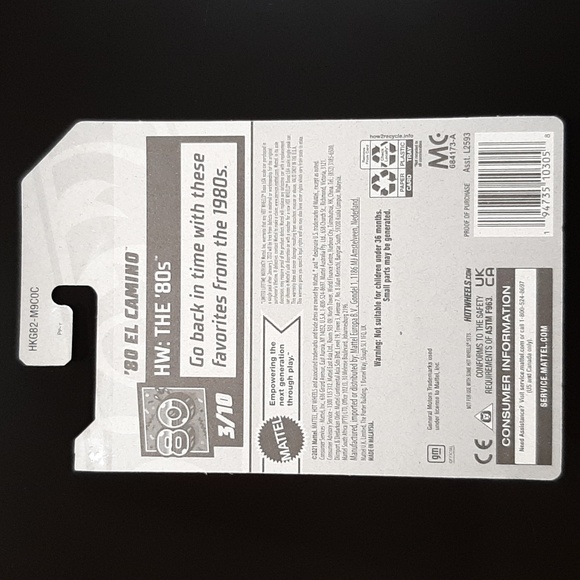 '80 El Camino Blue Hot Wheels The 80s Collection Chevy Retro Nostalgia - Picture 11 of 11